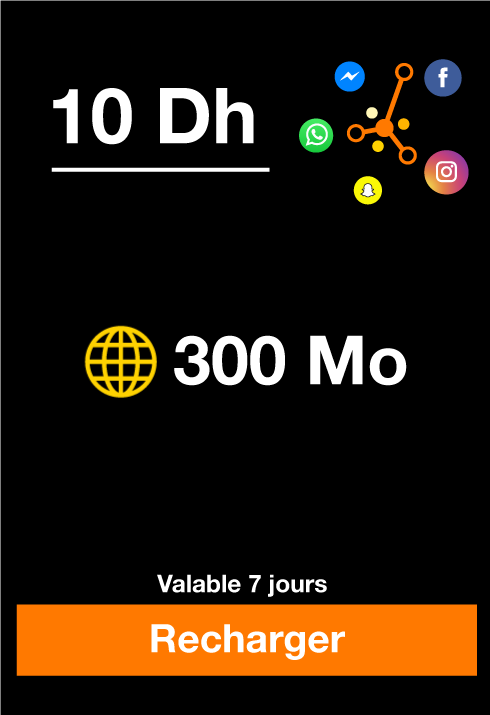 Recharge Réseaux Sociaux 10Dh(*6)