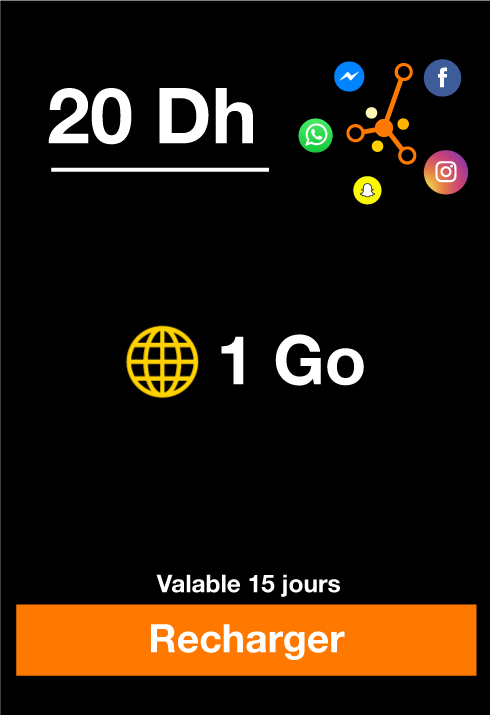 Recharge Réseaux Sociaux 20 Dh(*6)